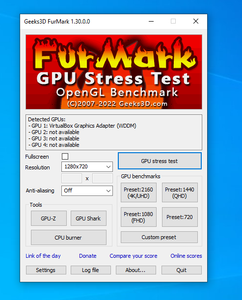 Тестирование видеокарты с помощью FurMark